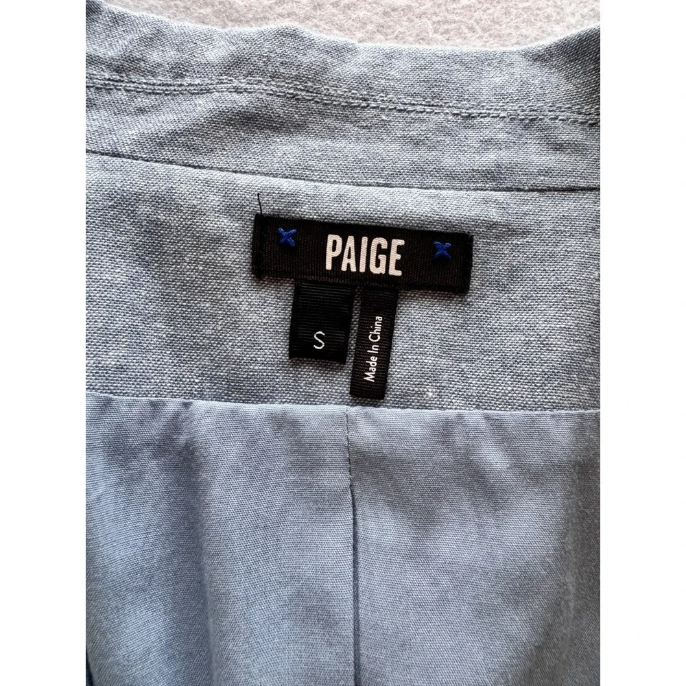 PAIGE 2-Button Women's Blazer Blue Chambray Linen Cotton Jacket‎ Classic Small